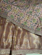 Pastel Pink Tissue checks Saree with sabhyasachi borders