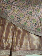 Pastel Pink Tissue checks Saree with sabhyasachi borders
