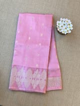 Dusty Pink Poona Silk Saree with heavy weaving open Mashru border