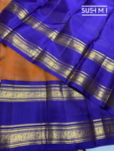 Rust Orange Vintage checks kanjeevaram Saree