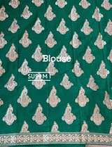 Emerald Green Organza Saree with sabhyasachi borders S62117