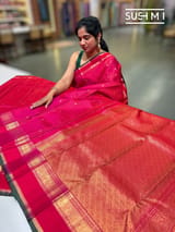 Rani Pink Vaira Oosi Checks Vintage kanjeevaram Saree