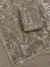 Nude tissue saree with heavy allover intricate handwork SS50243