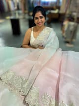 Ombre dyed Pure Organza Saree with parsi gara embroidery SS50281