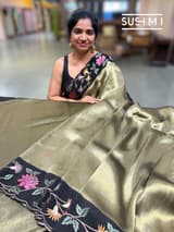 Black Banarasi Tissue with pythani inspired embroidery