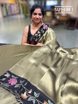Black Banarasi Tissue with pythani inspired embroidery