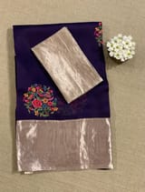 Violet Organza Saree with pure Tissue Border SS50319