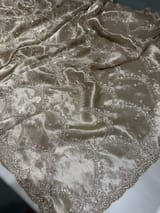 Nude tissue saree with heavy allover intricate handwork SS50243