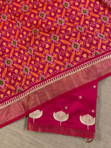 Dark Pink Pure Handloom Raw Silks Saree SS50494