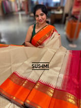 Ivory checks Vintage Kanjeevaram Saree SS50152