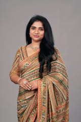 Designer Printed Crepe Silk Saree with embroidery