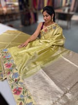 Apple Green Kanchi Tissue Brocade Saree With jamdani inspired embroidery SS50203