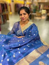 Peacock Blue Pure handloom Banarasi Tissue saree SS50427