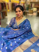 Peacock Blue Pure handloom Banarasi Tissue saree SS50427