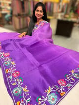 Purple Organza with patan patola inspired embroidery