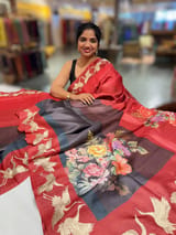 Tussar Rangkaat Saree With Crane Bird  Embroidered Border SS50472