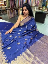 Midnight Blue Poona Silk Saree