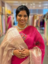 Rani Pink Organza Saree with pure Tissue Border SS50291