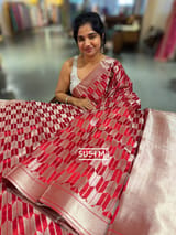Red Banarasi chinia brocade saree SS5095