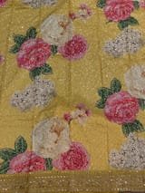 Yellow Georgette Sequence saree with sabhyasachi borders and printed blouse SS50512