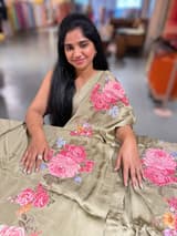 Designer Chinnon & Satin Fusion Saree