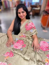 Designer Chinnon & Satin Fusion Saree