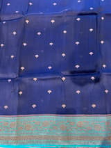 Purplish navy with blue Combo Pure Handloom premium Kora Banarasi  Saree