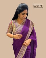 Purple DesignerOrganza saree SS50249