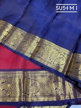 Maroon Red and Blue Vintage Kanjeevaram Saree : S62F117