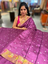 Wine Raw Silk Saree with Pythani inspired Embroidery