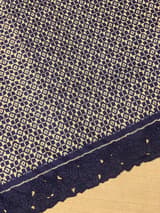 Midnight Blue Cambodian–inspired Ikkat Silk Saree with cutwork Rose Border SS50346
