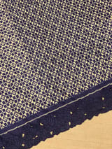 Midnight Blue Cambodian–inspired Ikkat Silk Saree with cutwork Rose Border SS50346