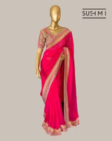 Bright Pink Designer Organza saree SS50247