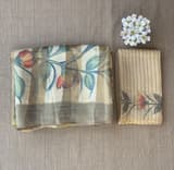 Mul silk handpainted Saree with tissue stripes