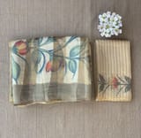 Mul silk handpainted Saree with tissue stripes