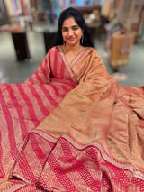 Pink Pure Handloom Crush Tissue Saree with Munga Silk skirt borders & Sabhya borders SS50396