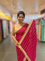 Dark Pink Georgette Saree with badla sequnce stripes: S62F073