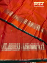 Orange Vaira Oosi Checks Vintage kanjeevaram Saree