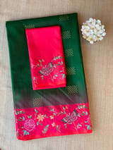 Bottle Green Kanchi Soft Silk Saree with petite point embroidered border SS50131