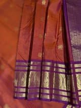 Rust Orange & Purple Combo Vintage Checks Kanjeevaram Saree SS50157