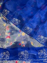 Electric Blue Premium Handloom Designer Tissue saree with exquisite embroidery