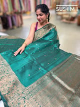 Bottle Green Banarasi Handloom Dupion Rawsilk Saree : S62F111