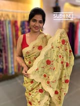 Pastel Green Designer Banarasi Brocade Tissue Saree S62112