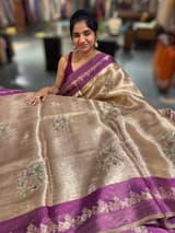 Purple Banarasi Brocade Tissue with embroidery SS50221