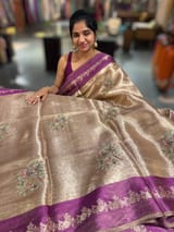 Purple Banarasi Brocade Tissue with embroidery SS50221
