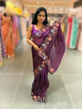 Wine Organza with patan patola inspired embroidery SS50605