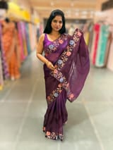 Wine Organza with patan patola inspired embroidery SS50605