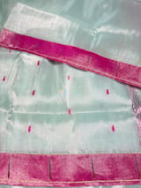 Mint Blue Pure handloom paithani tissue  saree