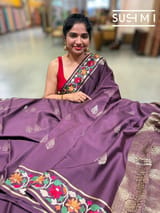 Wine mysore silk with embroidered border S62F114