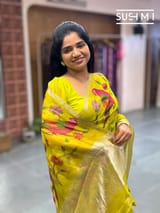Neon Green Pure Organza Saree with pythani embroidery : S62F159